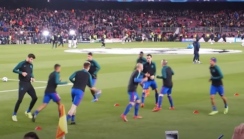 Barcelona Warm Up Before Game