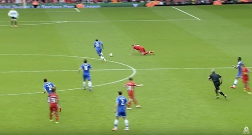 Liverpool's Steven Gerrard Slips