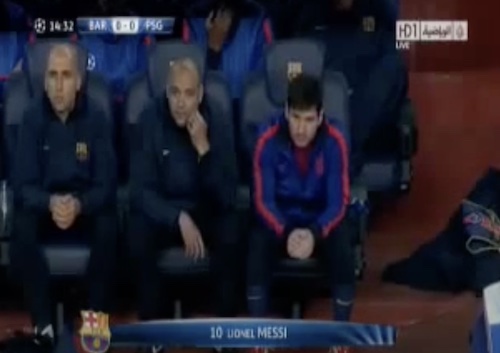 Messi Suffering on the Bench