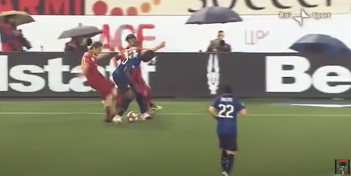 Totti Kicks Balotelli, Straight Red Card