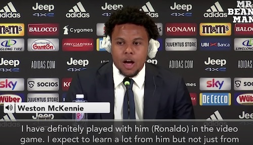 McKennie Played Video Games as Cirstiano Ronaldo