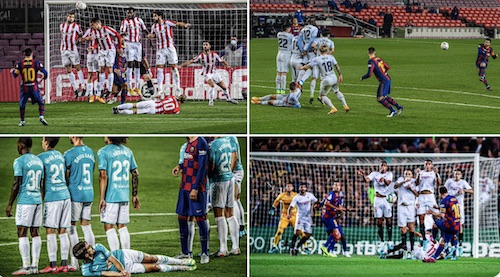 Messi Free Kick Players Lying Down Behind Wall Soccer Training Info