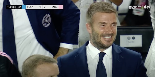 Beckham Smiles After Messi Free Kick