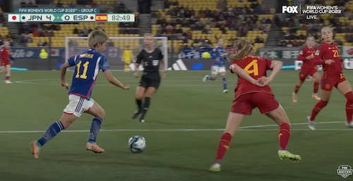 Irene Paredes Arms Behind Back Defending